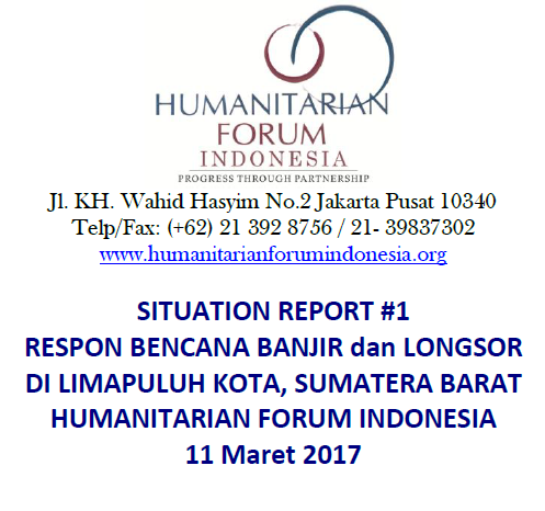 Sitrep HFI #1 Banjir dan Longsor di Kab Lima Puluh Kota Sumatera Barat 2017